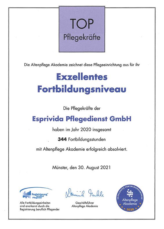 Exzellentes Fortbildungsniveau bei Esprivida